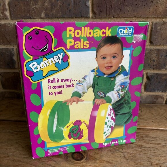 Barney 1993 Lyons Group Rollback Pals Baby Toddler Inflatable Toy New Old Stock - Picture 1 of 11